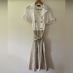 Jones New York Wrap Dress (White and Khaki, Size 12)
